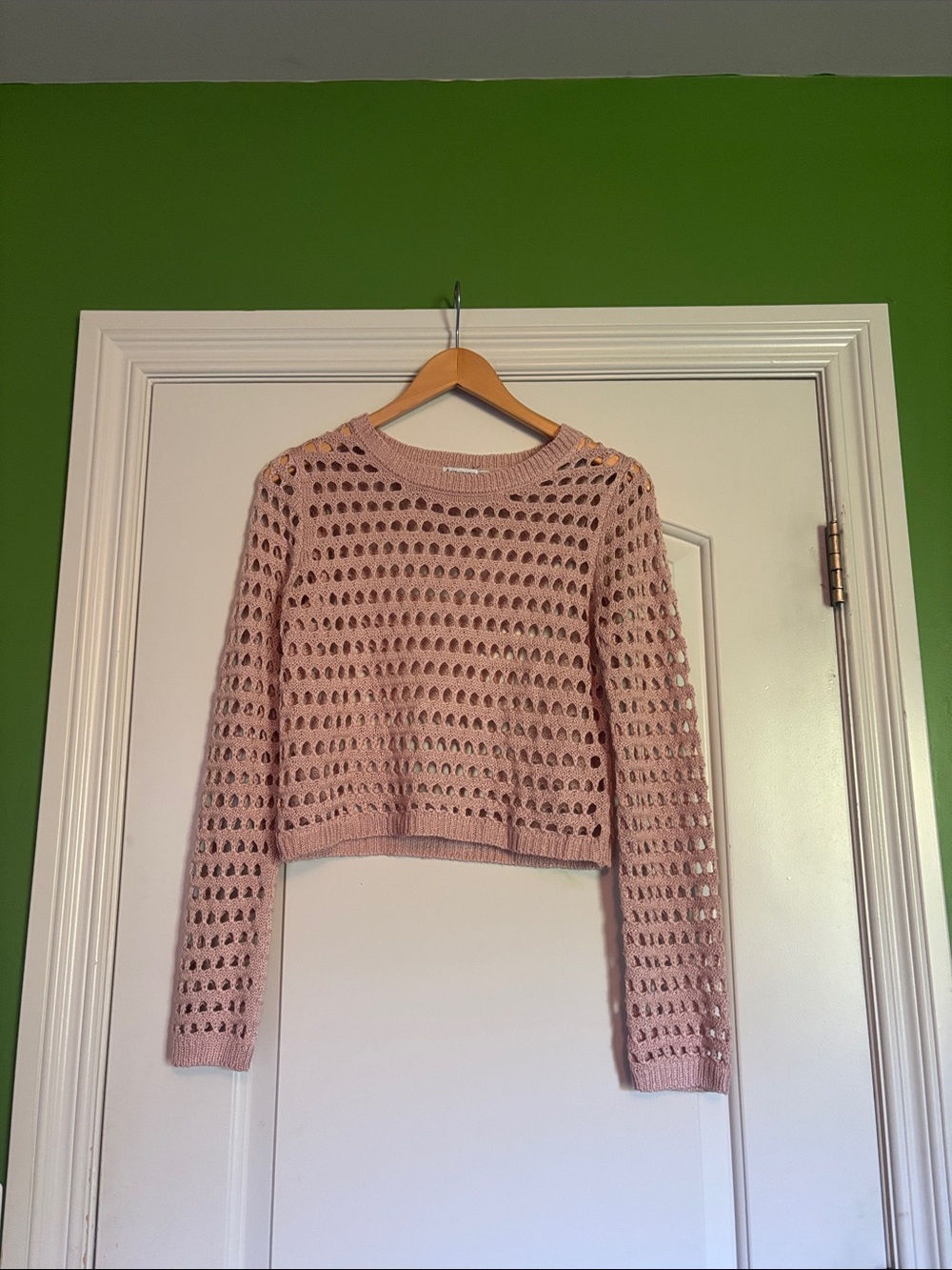 stradivarius Open-Knit Cropped Sweater - Light Pink. Medium